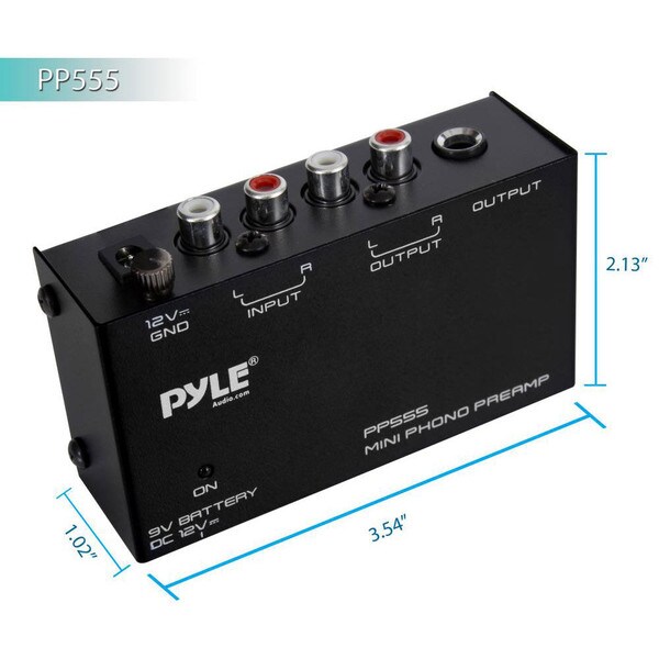 Pyle PP555 UltraLow Noise Compact Turntable Phono Preamp with 9V